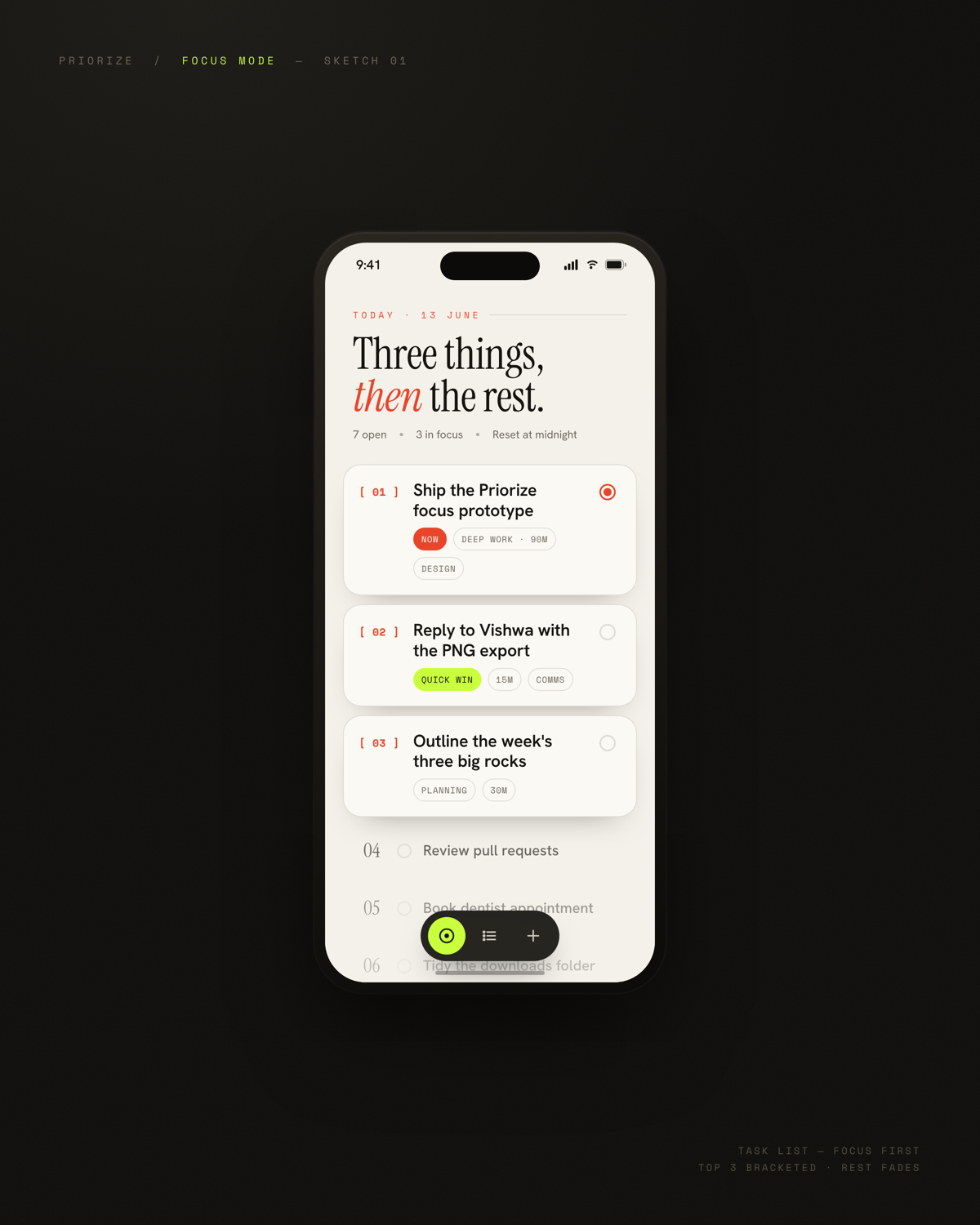 Priorize Focus mode on iPhone, light theme